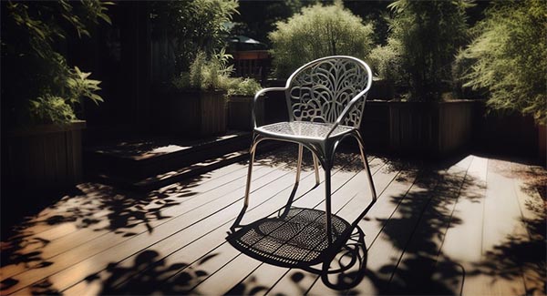 صندلی فلزی زیر نور آفتاب