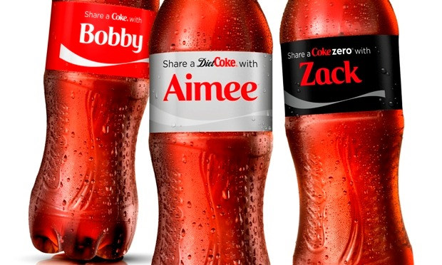 بطری نوشابه به نام افراد در کمپین share a coke