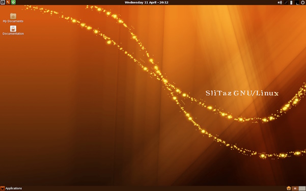 نمایی از محیط کار توزیع لینوکس SliTaz