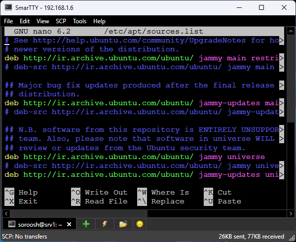 مثالی از تنظیمات Repository در لینوکس توزیع اوبونتو در فایل sources.list