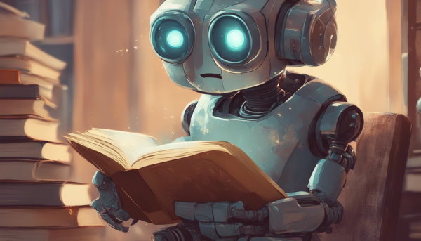 یک ربات در حال مطالعه کتاب