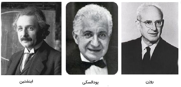 اینشتین، پودالسکی و روزن ، نویسندگان مقاله دوم سال ۱۹۳۵ میلادی 