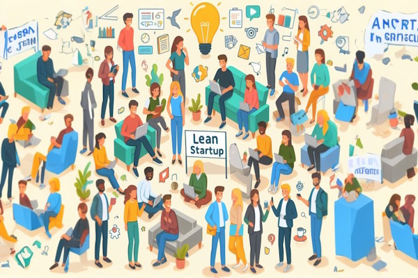 گروهی از جوانان در حال راه‌اندازی استارتاپ ناب- lean startup