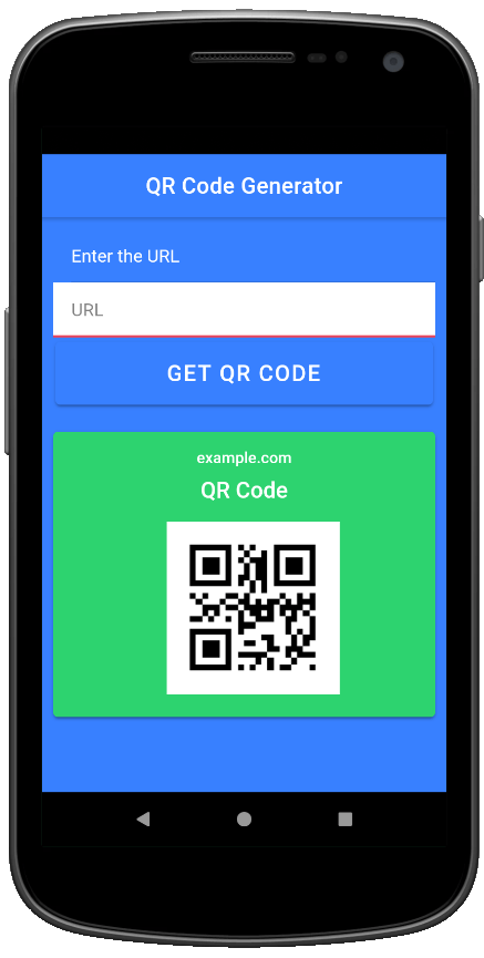 تصویری از یک اپلیکیشن موبایل تولید کدهای QR