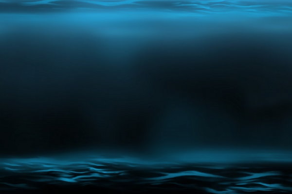 نمایی از یک جلگه مغاکی در کف اقیانوس با نور کم