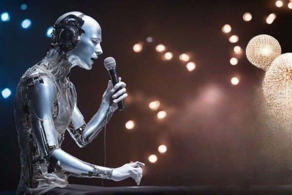 ربات هوش مصنوعی در حال آواز خواندن