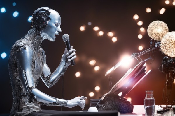 ربات هوش مصنوعی در حال آواز خواندن