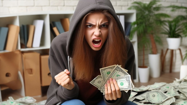 دختری عصبانی با پول در دست - اختلال سلوک 