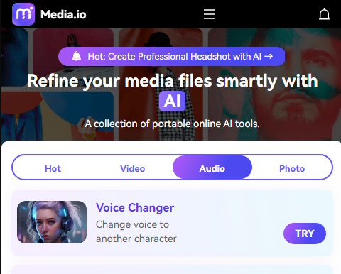 ابزار Voice Changer از Media.io