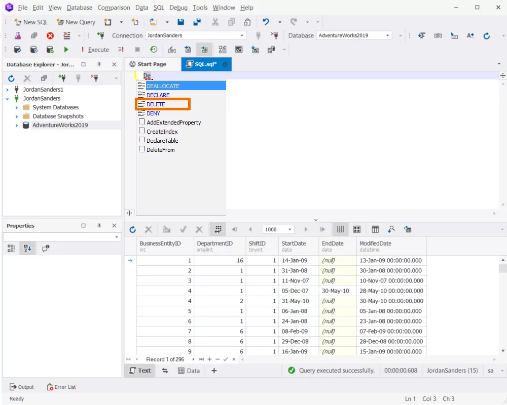 انجام دستور Delete در SQL در محیط گرافیکی به روش اول