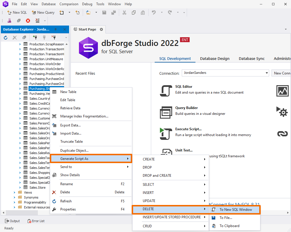 انجام دستور Delete در SQL در محیط گرافیکی به روش سوم