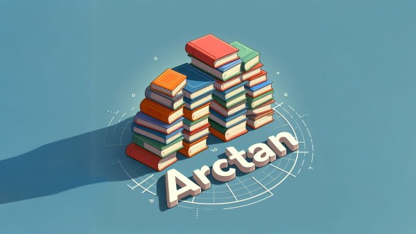 چندین کتاب روی هم در پشت کلمه arctan - ارک تانژانت چیست