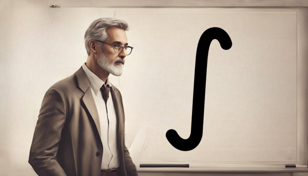 یک استاد ایستاده پشت به تخته با علامت انتگرال - فرمول های انتگرال