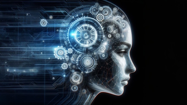 تصویری پویا از ادغام ذهن‌های انسانی و فرآیندهای یادگیری ماشین.