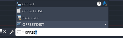 تایپ دستور OFFSET در نوار خط فرمان AutoCAD