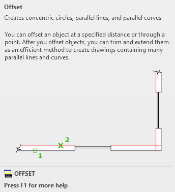 راهنمای داخل نرم‌افزار AutoCAD در رابطه با عملکرد ابزار Offset
