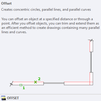 راهنمای داخل نرم‌افزار AutoCAD در رابطه با عملکرد ابزار Offset