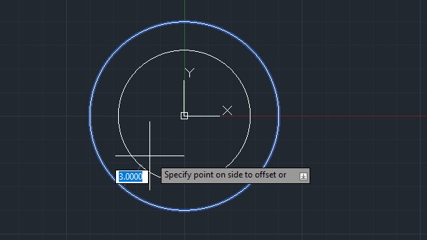 تنظیم فاصله آفست درون دایره در مراحل دستور OFFSET در اتوکد
