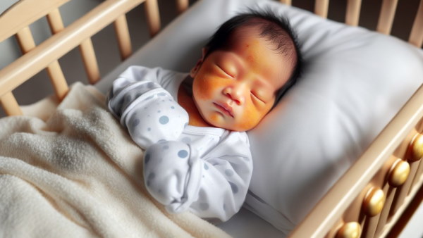 نوزاد مبتلا به زردی که خوابیده است - بیماری های کودکان 
