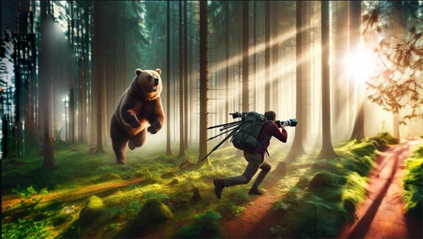 عکاسی توسط خرس در جنگل تعقیب می شود