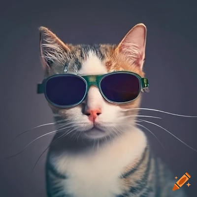نمونه تصویر یک گربه با عینک آفتابی تولید شده با craiyon