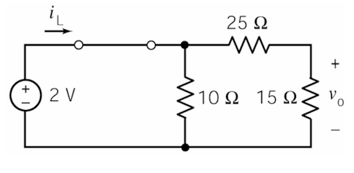 مثال برای مدار مرتبه اول که سه مقاومت و یک کلید بسته دارد.