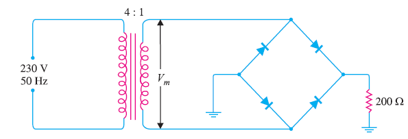 مثال دوم برای مدار دو طرفه که یک ترانسفورماتور و چهرا دیود و یک مقاومت دارد.