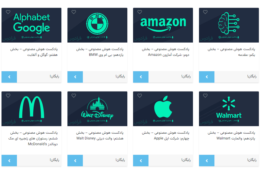 اسکرین شات مجموعه پادکست هوش مصنوعی فرادرس در سایت