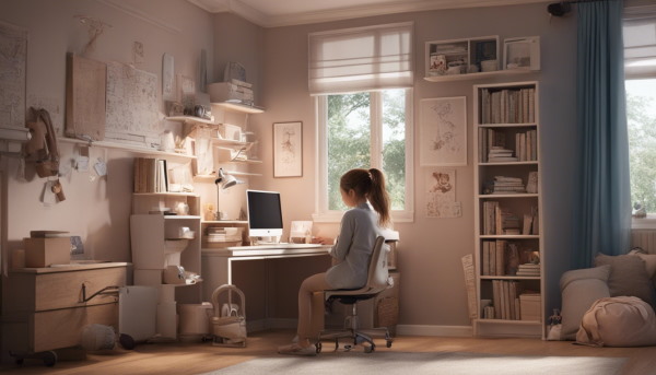 دختری در حال مطالعه در اتاقش