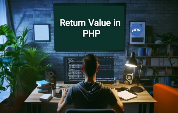 برنامه‌نویس PHP در مقابل مانیتور در حال کدنویسی به زبان PHP است - توابع PHP