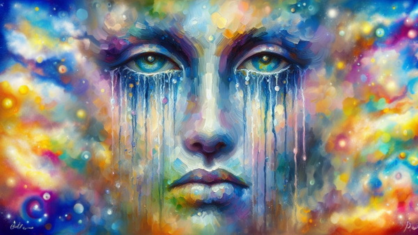 نقاشی چهره دختر گریان - اختلال شخصیت مرزی