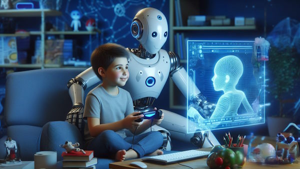 بچه در حال بازی با کامپیوتر