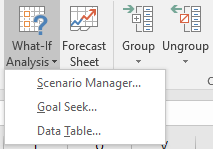 ابزار تحلیل سناریوهای فرضی در نوار ابزار اکسل برای حسابداری