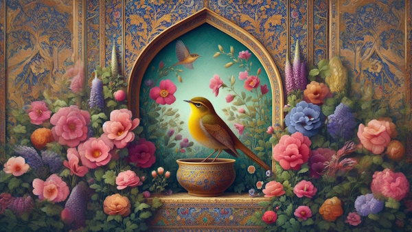 پرنده و گل با نقوش سنتی ایرانی ـ فعل ماضی التزامی چیست
