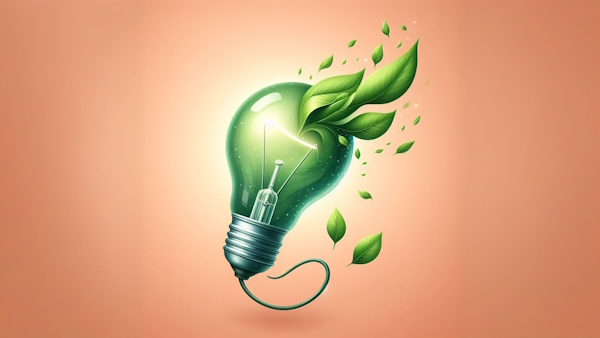 تصویری از لامپ سبز به نشانه نوآوری-startup-phrases