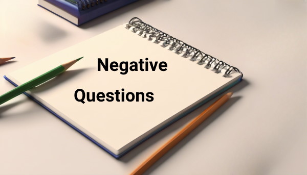 تصویر یک دفتر که روی آن نوشته شده negative Question