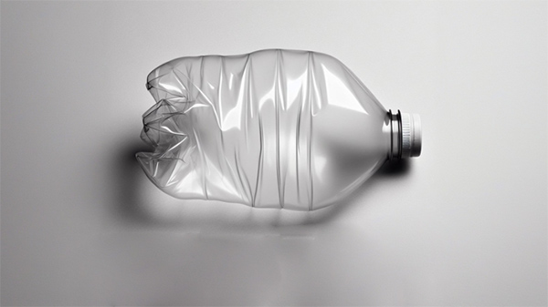 بطری پلاستیکی که به دلیل خروج هوا از آن فشرده شده است