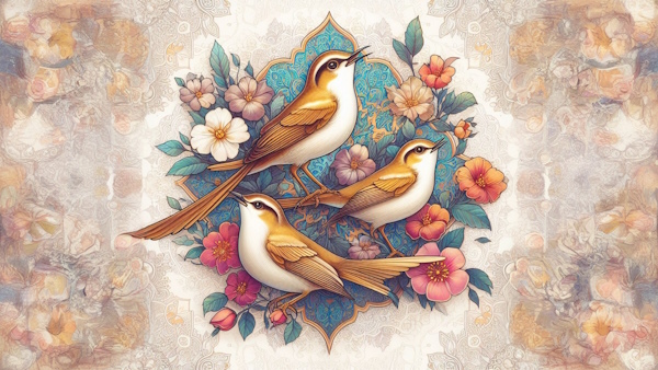 سه پرنده با زمینه گل - فعل مضارع التزامی چیست