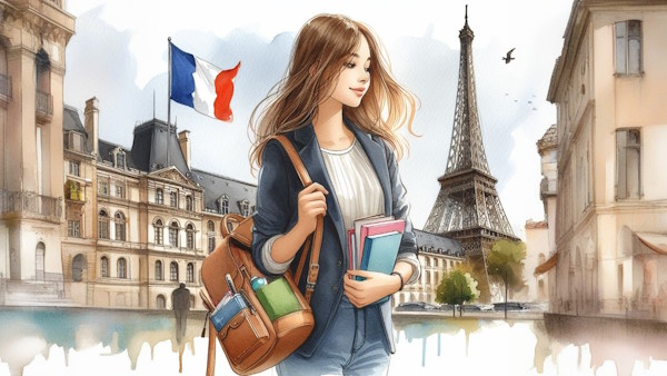 دانش‌آموزی برای یادگیری زبان فرانسه به مدرسه می‌رود