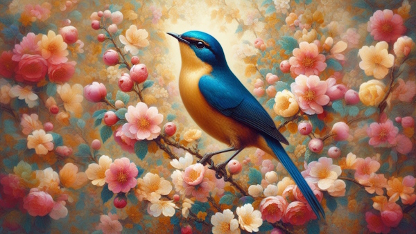 پرنده آبی میان گل های زرد و قرمز-فعل مجهول چیست