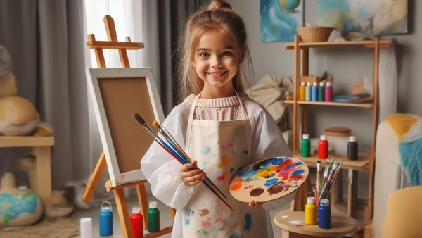 دختری در حال نقاشی کردن