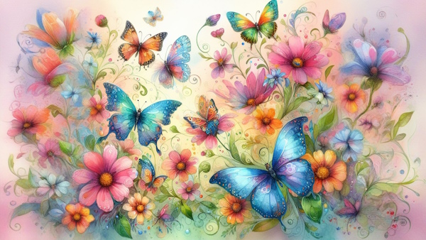 پروانه ها و گل های رنگارنگ-زمان فعل های فارسی