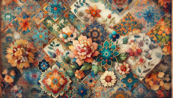 گل ها و کاشی های متنوع و رنگی ایرانی-فعل مجهول چیست
