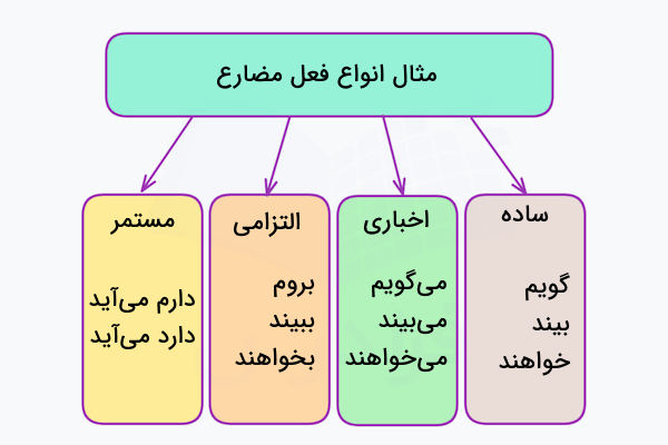 مثال انواع فعل مضارع