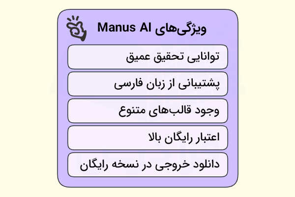 ویژگی‌های ابزار هوش مصنوعی Manus AI