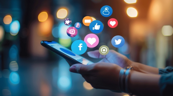 دستی در حال استفاده از شبکه های اجتماعی برای بازاریابی - چگونه کارشناس دیجیتال مارکتینگ شویم