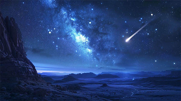 ستاره دنباله دار در آسمان شب - بارش شهابی