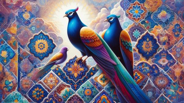 پرنده های آبی روی کاشی های آبی ایرانی-انواع ضمیر در فارسی