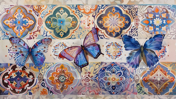پروانه هایی با پس زمینه کاشی ایرانی-انواع ضمیر در فارسی