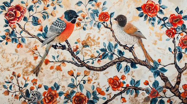 دو پرنده روی شاخه های درخت نشسته اند - هسته در فارسی چیست